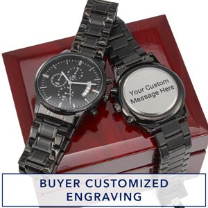 Gift for Him – Customizable Engraved Premium Black Chronograph Watch