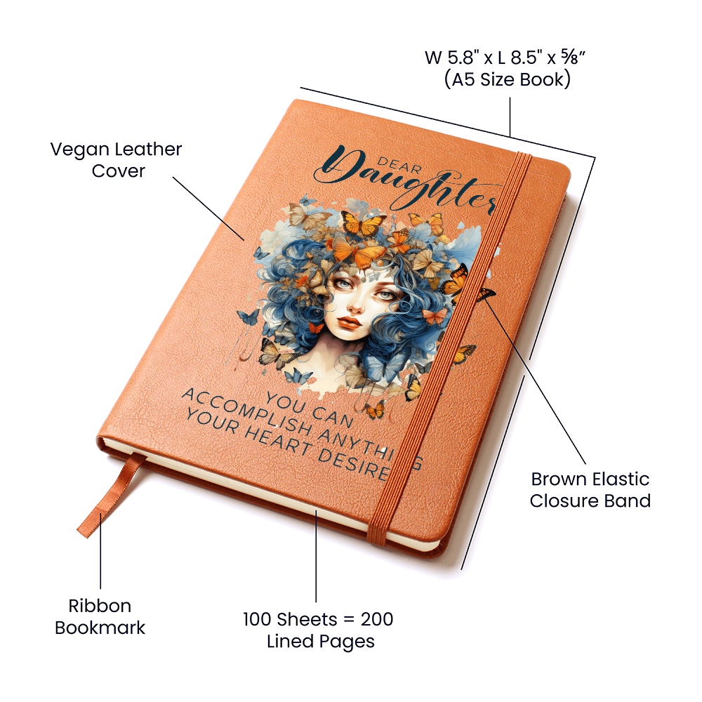 Gift for Daughter – “You Can Accomplish Anything” Graphic Leather Journal