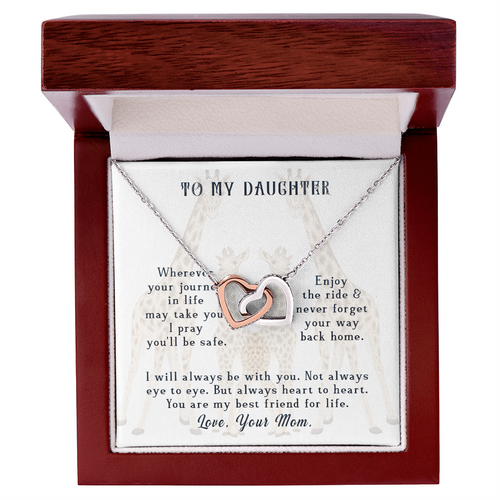 Gift for Daughter (from Mom) – “Heart to Heart, Always” Interlocking Hearts Necklace