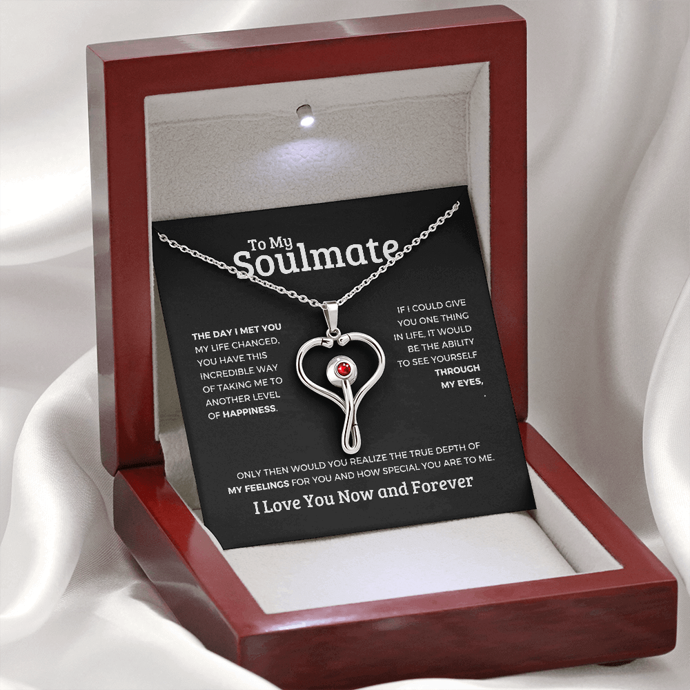 Gift for Soulmate B "I love you now and forever" HeartScope Necklace