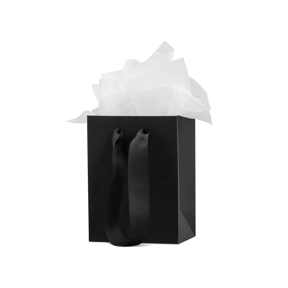 Someone Said Gift black jewelry gift bag with black handles and white tissue paper inside