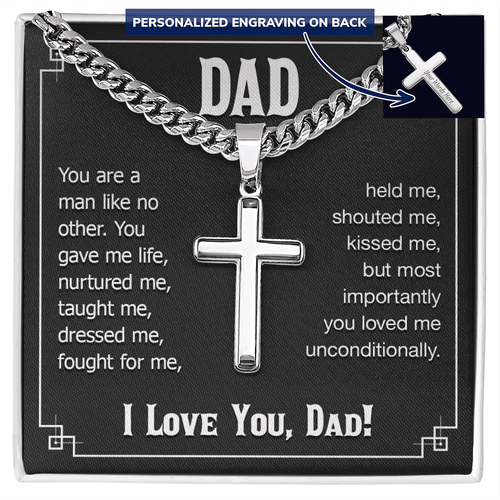 Someone Said Gift personalized cuban link chain necklace with cross pendant for Dad