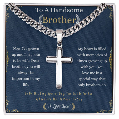 Gift for Brother Necklace by Someone Said Gift with silver cross pendant on chain in presentation box
