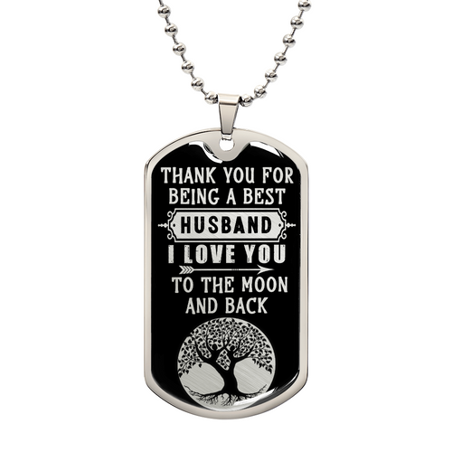 Someone Said Gift dog tag necklace valentine gift for a husband with engraved love message and tree design