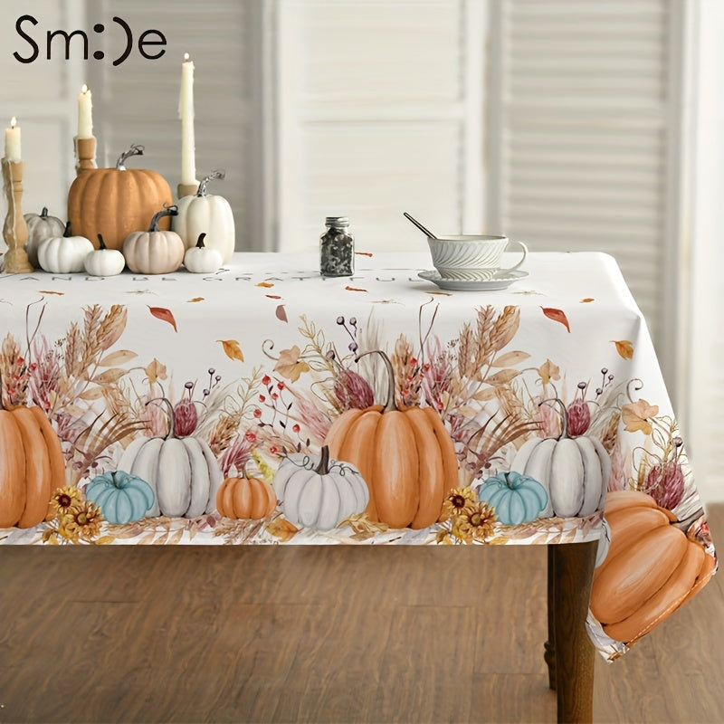 Fall Harvest Pumpkin Tablecloth – 60x84 Inch, Thanksgiving Decor