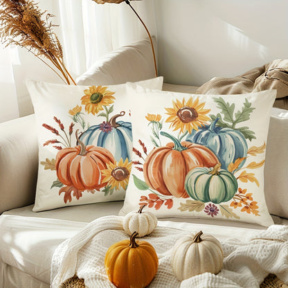 4PCS Fall Throw Pillow Covers – "Hello Pumpkin" & Harvest Designs, Farmhouse Style (18x18”)