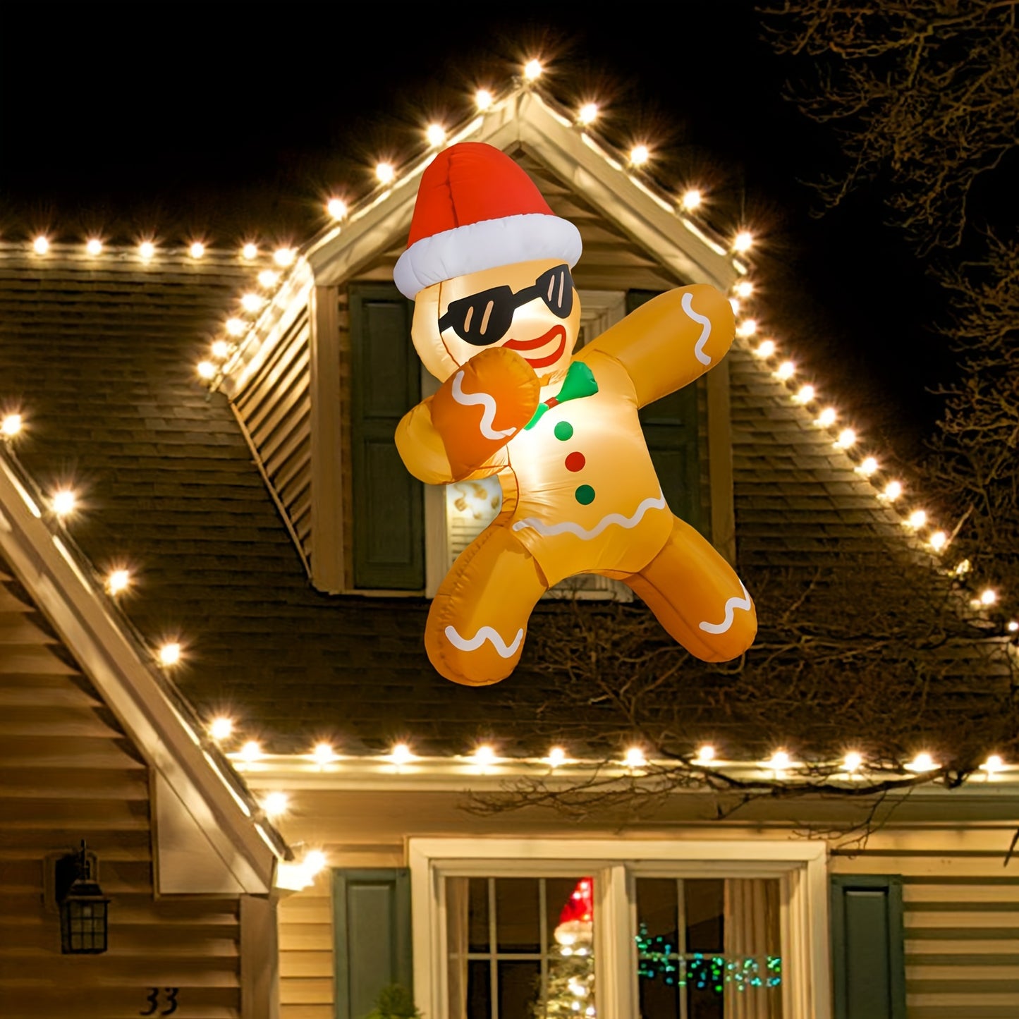 12-Foot Inflatable Gingerbread Man with Candy Canes - Fun Christmas Yard & Party Decoration