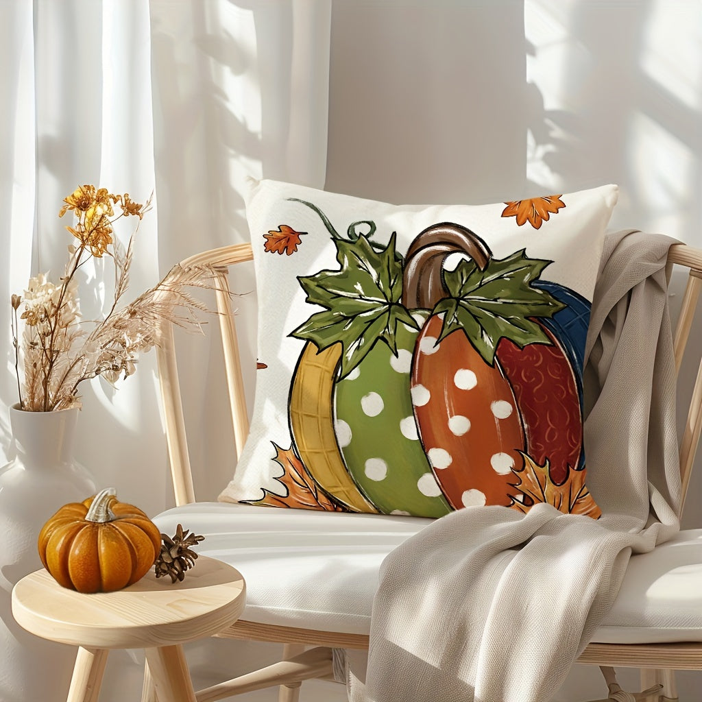 4PCS Thanksgiving Turkey & Pumpkin Throw Pillow Covers – Farmhouse Fall Decor (18x18”)