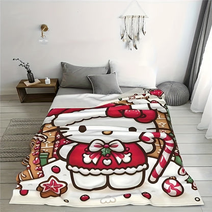 Hello Kitty Christmas-Themed Soft Fleece Throw Blanket – Cozy, Warm, All-Season Comfort for Couch, Bed, and Outdoor Use