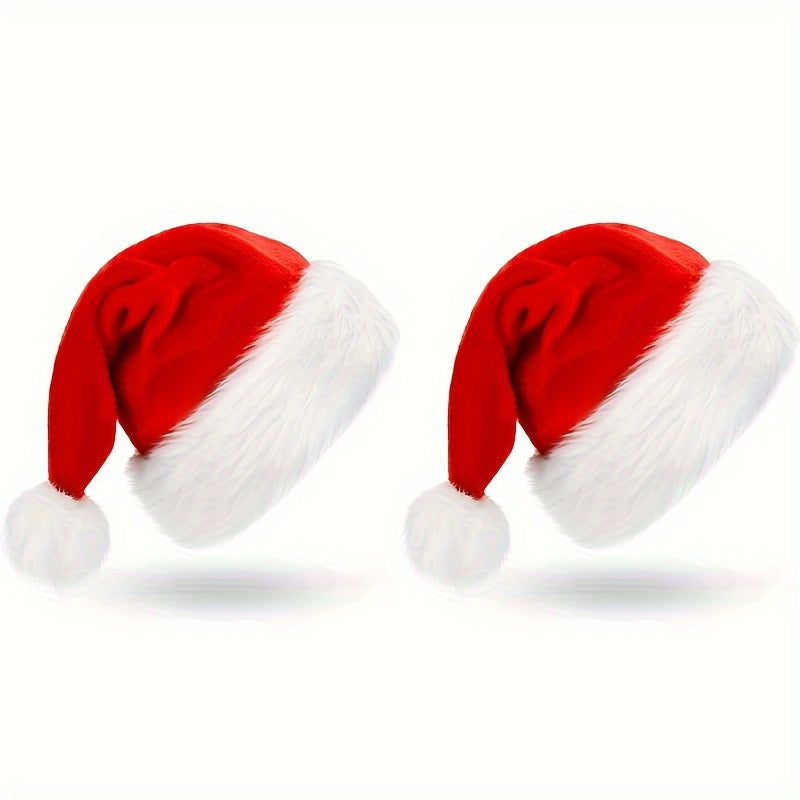 Soft Plush Santa Red Christmas Hat - Cozy Festive Decoration & Party Essential - Available in 1pc, 2pcs, or 3pcs