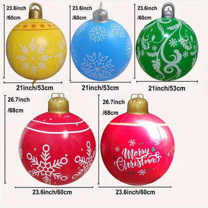 24-Inch Christmas Snowflake Inflatable Ball - Durable PVC Outdoor Yard and Garden Decoration