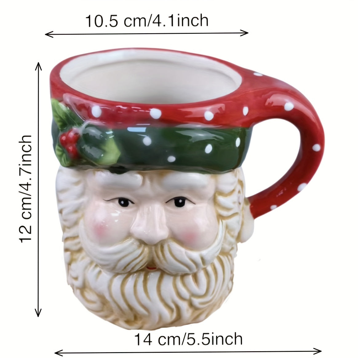 1pc Classic Santa Claus 3D Ceramic Coffee Mug - Hand Painted, 20oz, Red & White, Holiday Seasonal Gift, Coffee Cup, Tea Water Mugs, Winter Cups, Cute Merry Xmas, Red & White Home Decor