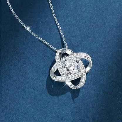 To my Beautiful Mom: Cubic Zirconia Love Knot Necklace Mom Gift, Mom Necklace, Mother's Day Gifts