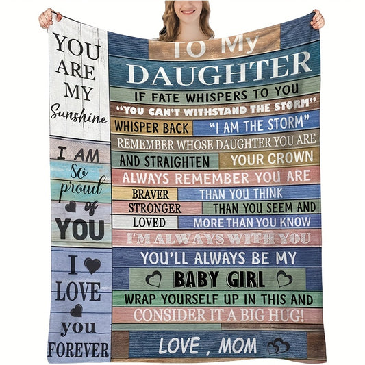 To My Daughter from Mom: Personalized Blanket – Soft, Cozy, and Warm Throw for Sofa, Office, Bed, and Travel – Unique Birthday Gift for Daughters