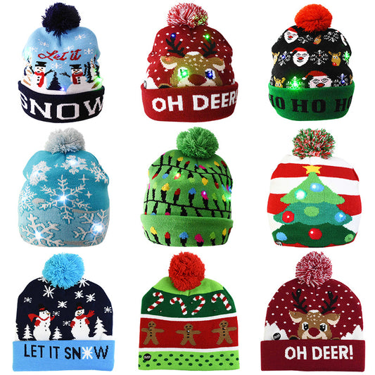 Christmas Knit LED Light Hat - Unisex Winter Pom-Pom Beanie - Fun Holiday Party Accessory & Festive Xmas Gift