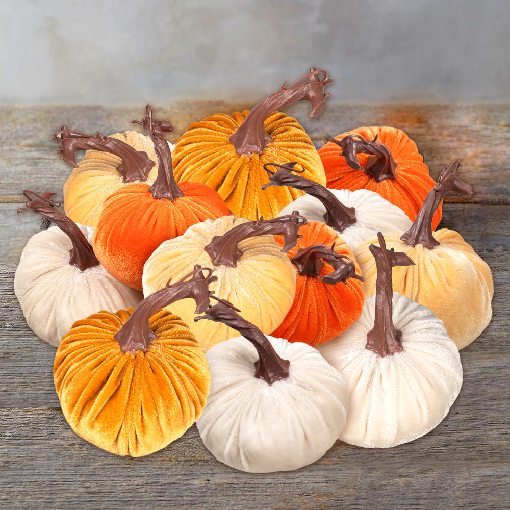 4-Piece Velvet Pumpkin Decoration Set – Soft, High-Quality Plush Velvet for Fall & Thanksgiving