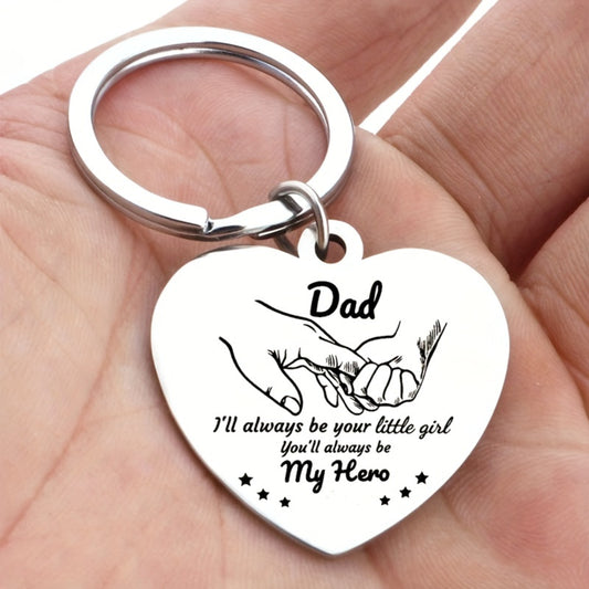 To Dad my Hero: Simple Stainless Steel Heart-Shaped Keychain With " Dad You'll Always Be My Hero " Engraved, Perfect For Father's Day, Birthday & Thanksgiving Gifts