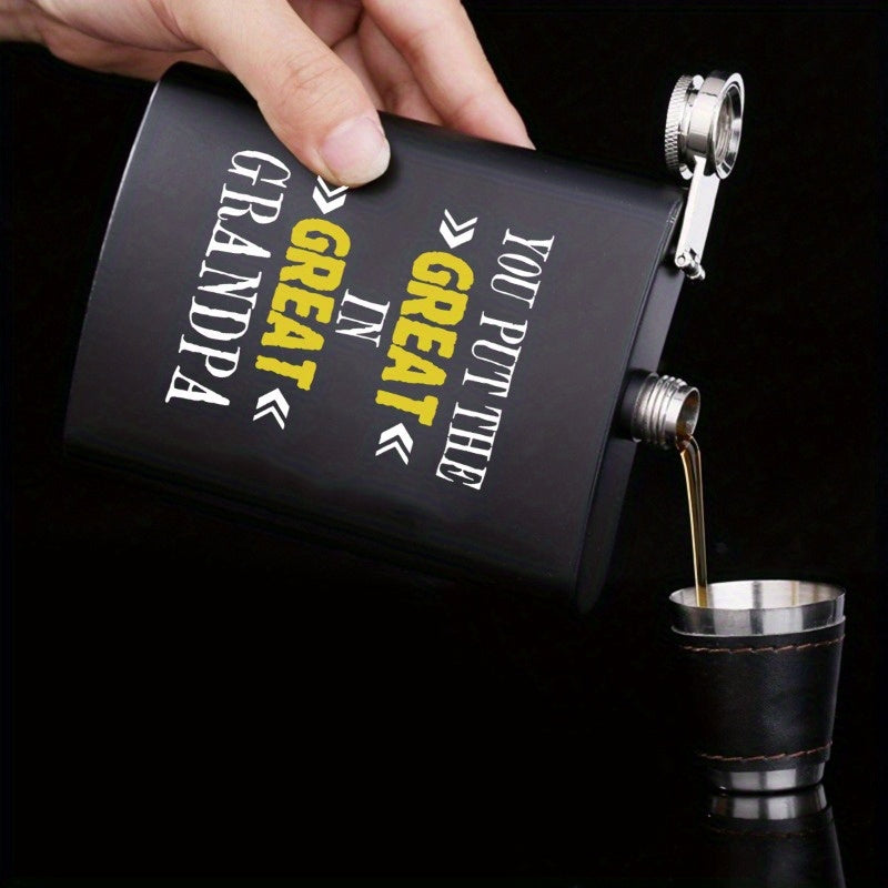 Stainless Steel Whiskey Flask for Great Grandpa - 8oz Pocket Hip Flask with Engraved Message - Perfect Gift for Grandfather