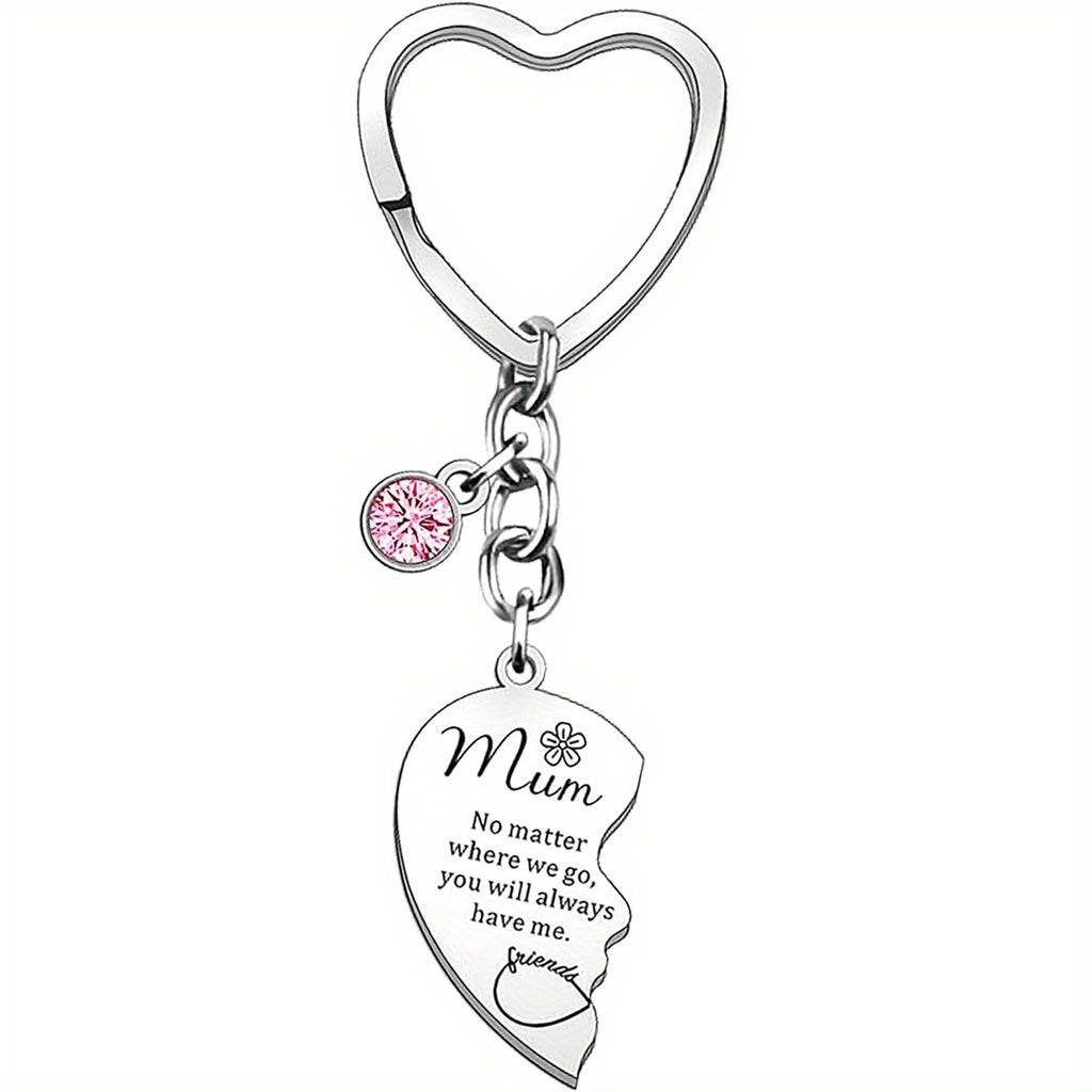 To my Mom/Daughter from Daughter/Mon: Cherished Mom & Daughter Keychain Set - Stainless Steel, Heart-Shaped with Inspirational Quotes