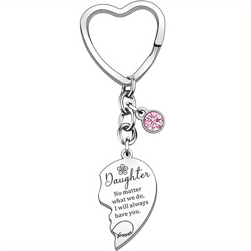 To my Mom/Daughter from Daughter/Mon: Cherished Mom & Daughter Keychain Set - Stainless Steel, Heart-Shaped with Inspirational Quotes