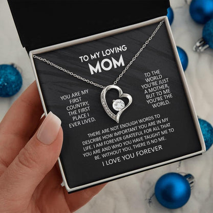 To my Loving Mom: Hollow Heart Necklace for Mom, Necklace + Card + Gift Box, Son - To Mom Message Card Necklace, Mom Birthday Jewelry To Mom From Daughter Gifts, Mom Mother'S Day Gifts, Necklaces For Women Rhinestone Necklace