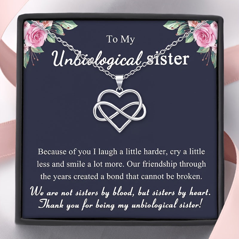 Infinity Heart Necklace - Unique Gift for Unbiological Sister, Perfect for Celebrating a Special Friendship Bond