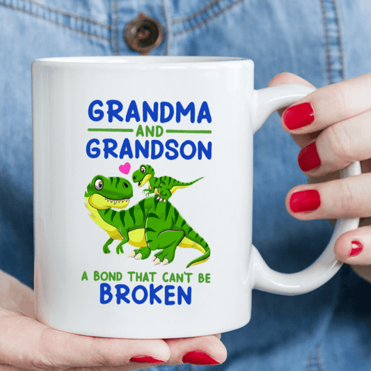 "Grandma and Grandson - A Bond That Can't Be Broken" 11oz Ceramic Coffee Mug | Perfect Birthday, Holiday, and Christmas Gift