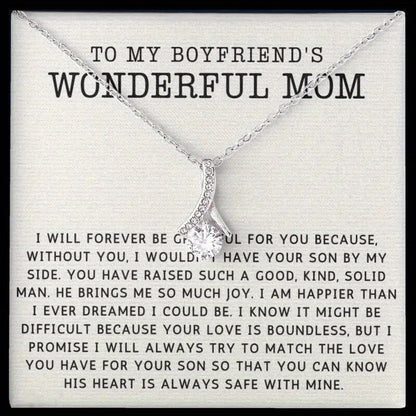 To my Boyfriend's Wonderful Mom: Trendy Creative Elegant Classic Pendant Necklace With Gift Box Card Decorative Accessories Holiday Gift For Boyfriend s Mom