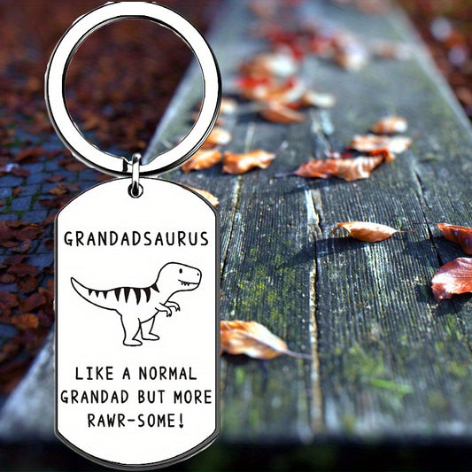 Stainless Steel Dinosaur Keychain – Fun and Unique Gift for Grandpa, Perfect Birthday Accessory for Car Enthusiasts