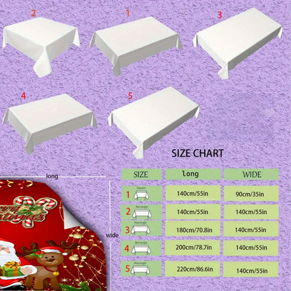 Jolly Christmas Tablecloth - Festive Red with Santa and Reindeer, Waterproof and Durable Table Cover for Holiday Parties