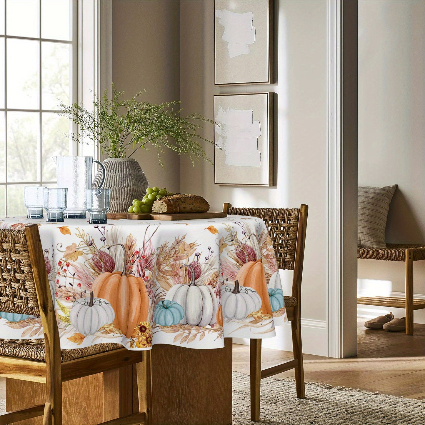 Fall Harvest Pumpkin Tablecloth – 60x84 Inch, Thanksgiving Decor