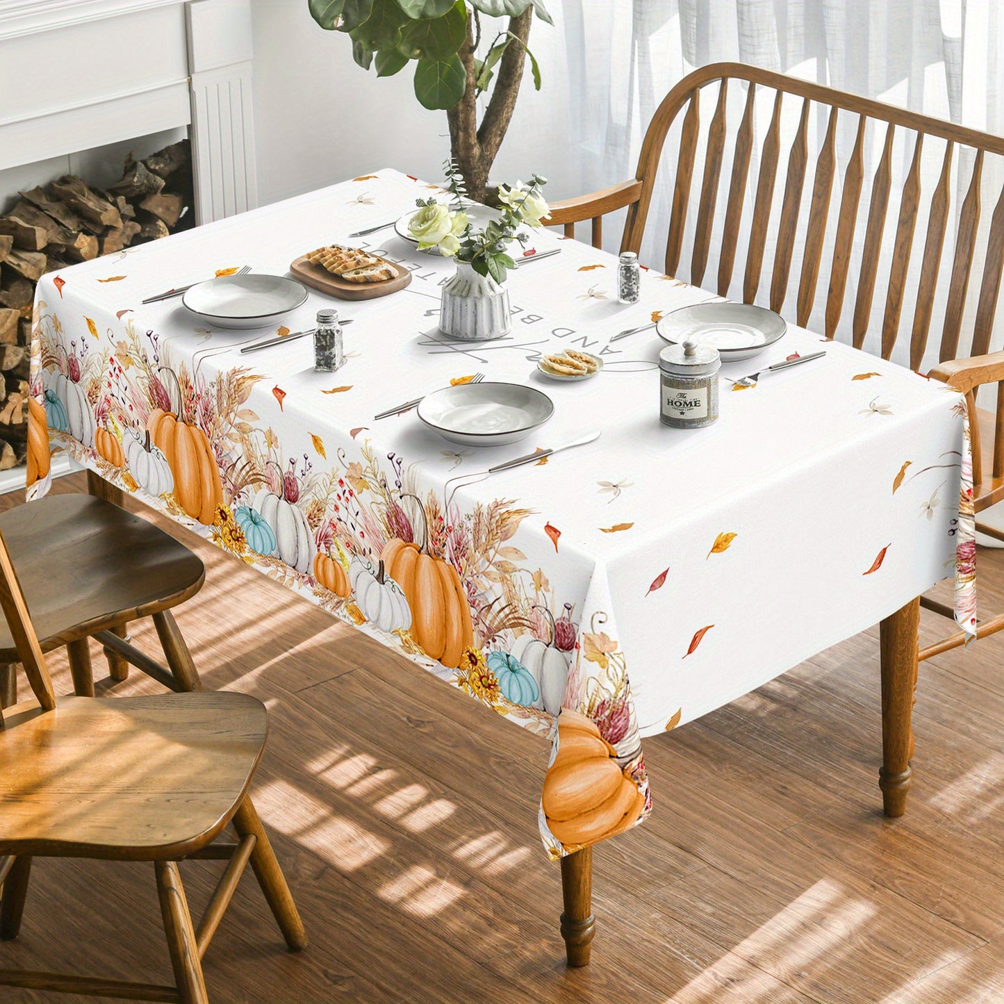 Fall Harvest Pumpkin Tablecloth – 60x84 Inch, Thanksgiving Decor