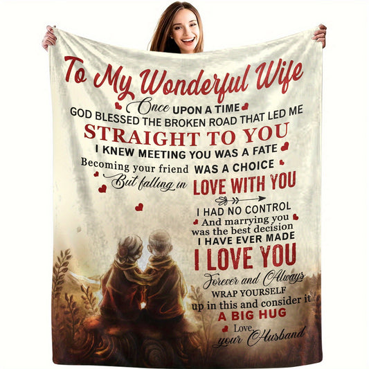 Ultimate Wife Appreciation Gift – Soft Flannel Throw Blanket for All Seasons with Unique Design | Perfect for Couch, Bed, Office & Travel