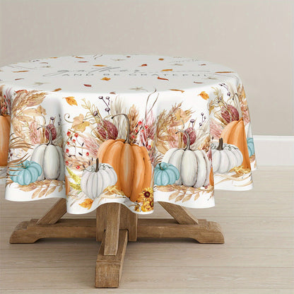 Fall Harvest Pumpkin Tablecloth – 60x84 Inch, Thanksgiving Decor