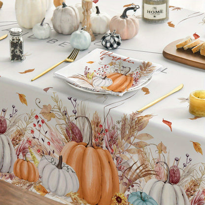 Fall Harvest Pumpkin Tablecloth – 60x84 Inch, Thanksgiving Decor