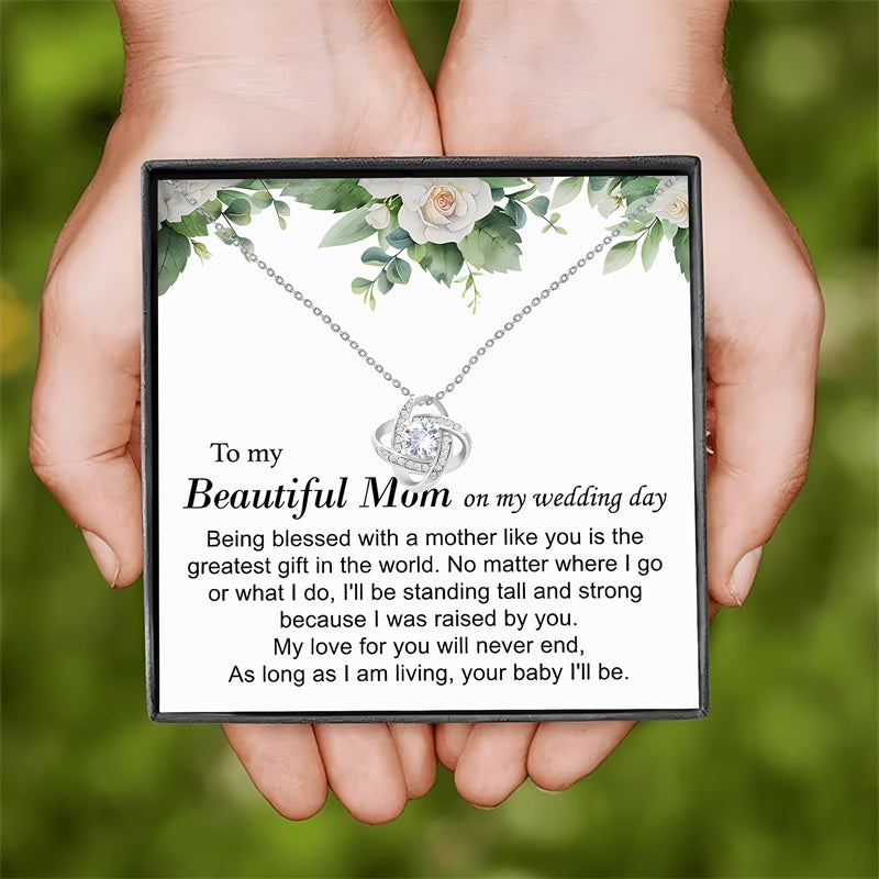 To my Beautiful Mom: Gift Box Love Knot Necklace, Mother of the Bride Gifts, Mother of the Groom Gifts, Gifts for Mom, Gift for Mother