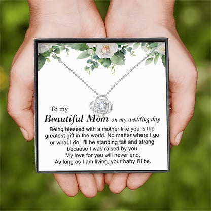 To my Beautiful Mom: Gift Box Love Knot Necklace, Mother of the Bride Gifts, Mother of the Groom Gifts, Gifts for Mom, Gift for Mother