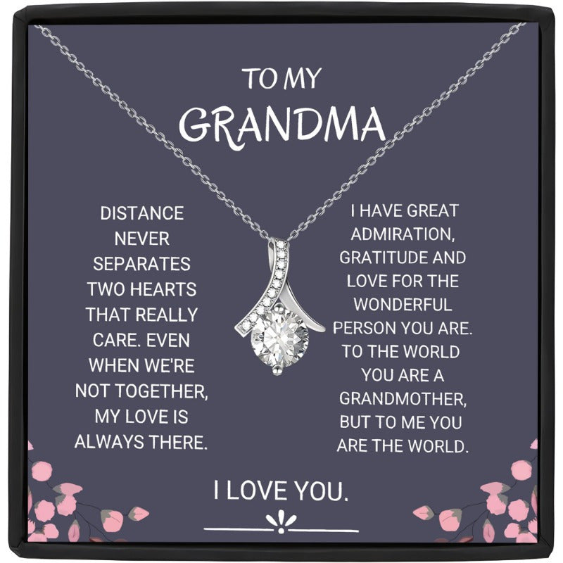 Gift Box with Necklace for Grandmother – Elegant Pendant Necklace with Message Card, Perfect for Mother’s Day, Christmas, or Birthday Gift