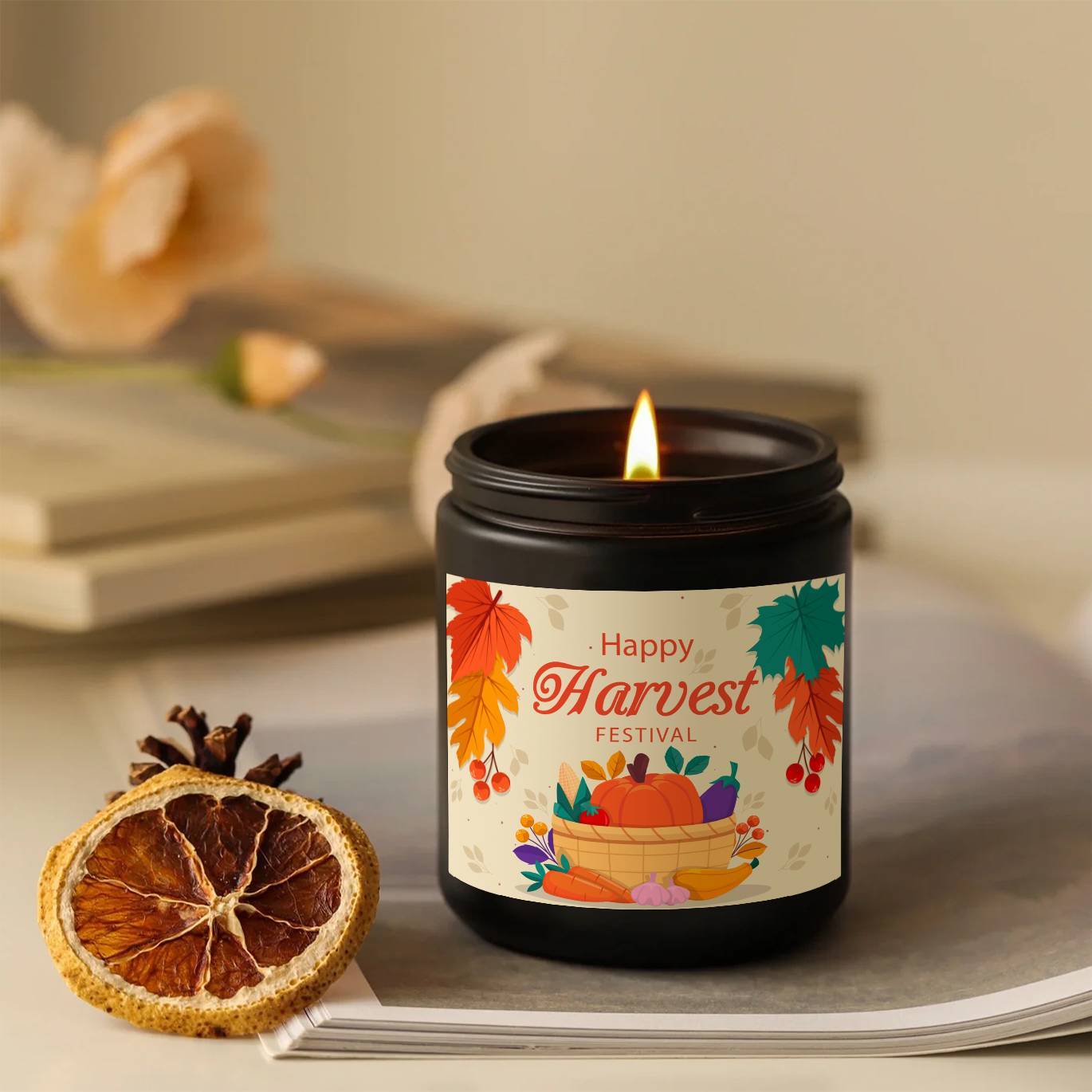 Happy Harvest Scented Candle – Perfect Fall Gift for Thanksgiving & Home Decor