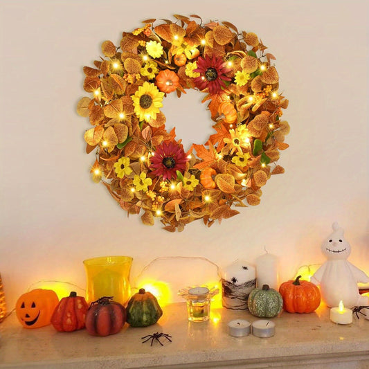 1-2 Pcs Wreaths Decor for Front Door Outside - 20’’ Thanksgiving Farmhouse Decorations