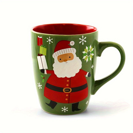 15oz 4pk Stoneware Santa Smile Assorted Mugs – Festive Holiday Coffee Cups | Set of 4 Perfect for Christmas Gifts & Seasonal Decor