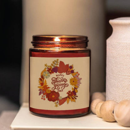 Floral Glass Jar Candles – Perfect Thanksgiving Decor & Gift Set