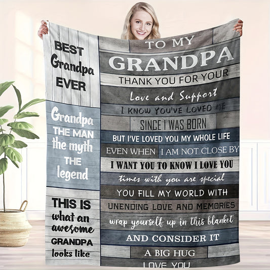 Soft Flannel Sofa & TV Blanket – Thoughtful Gift from Grandchildren for Grandpa’s Birthday, Anniversary, or Special Occasions