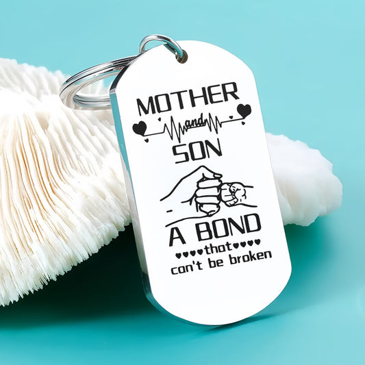 To my Mom/Son from Son/Mom: 2pcs Mother And Son A Bond That Can't Be Broken Keychain Pendant Necklace Vintage Stainless Steel Car Keyring Ornament Bag Purse Charm Mothers Day Gift