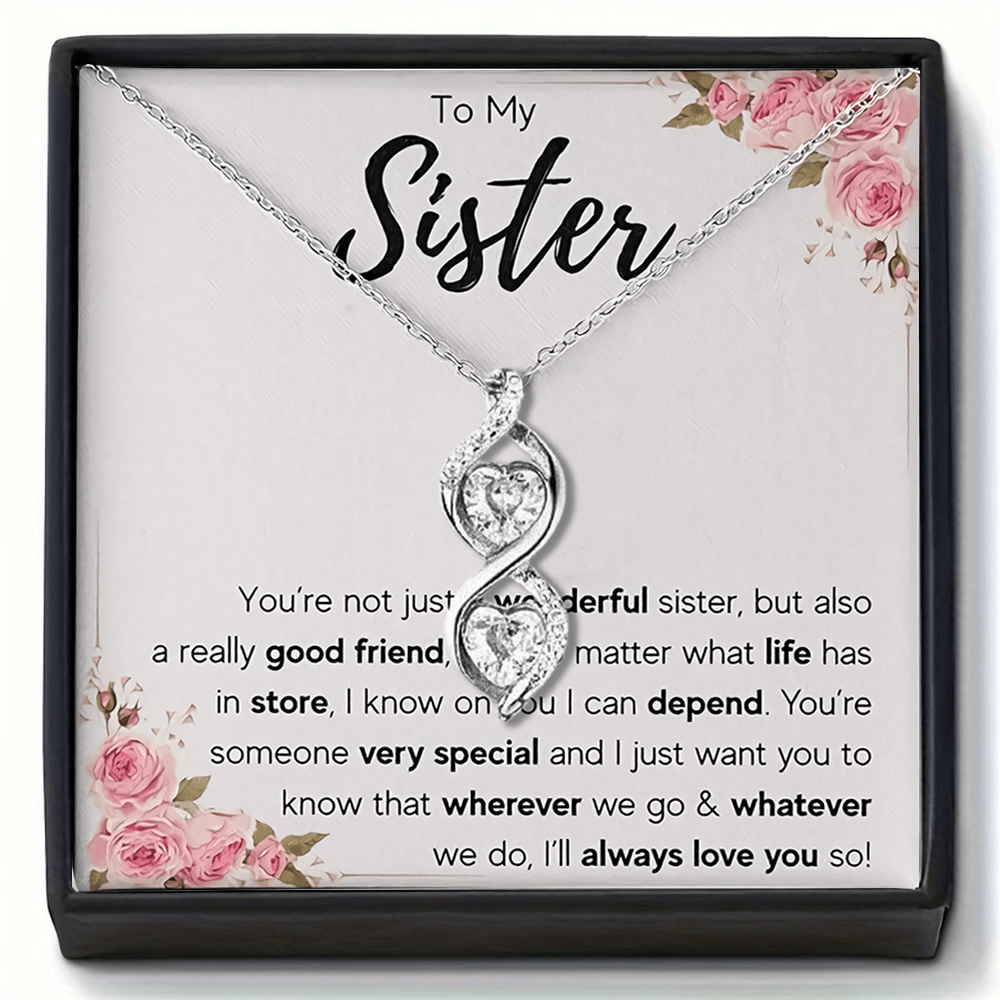 Double Love Pendant Necklace with Zirconia - A Stylish and Heartfelt Gift for Celebrations