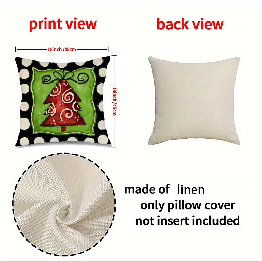 4-Piece Christmas Pillow Covers – Festive Decorative Linen Cushion Covers for Home & Party Decor (18x18")