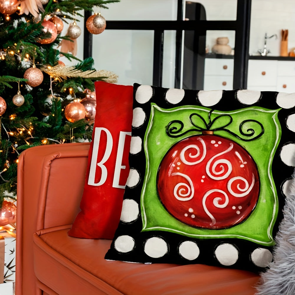 4-Piece Christmas Pillow Covers – Festive Decorative Linen Cushion Covers for Home & Party Decor (18x18")