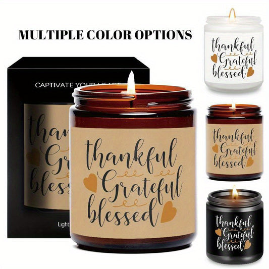 Elegant Thanksgiving Candles – Grateful & Blessed, Ideal for Holiday Decor