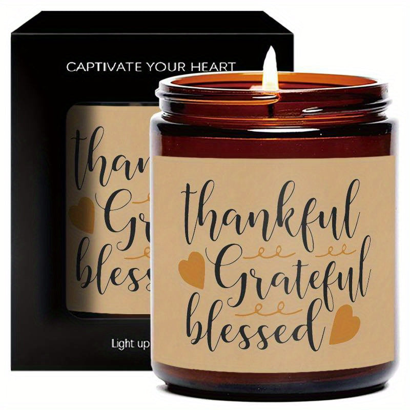 Elegant Thanksgiving Candles – Grateful & Blessed, Ideal for Holiday Decor