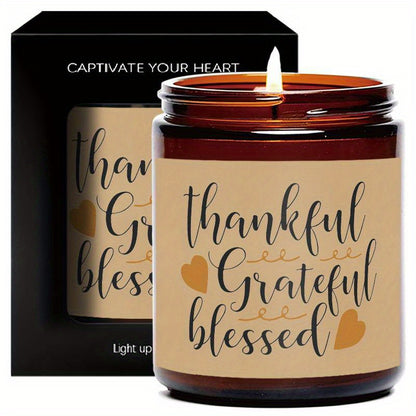 Elegant Thanksgiving Candles – Grateful & Blessed, Ideal for Holiday Decor